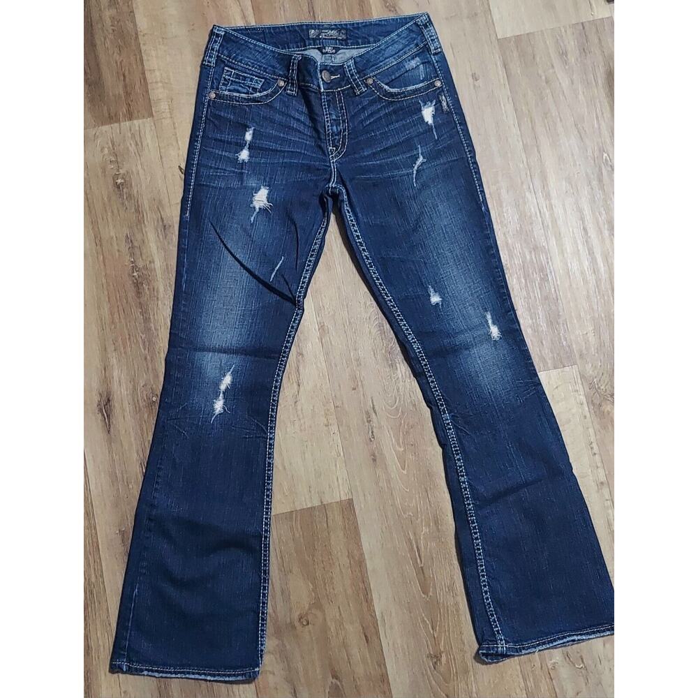 Women's SILVER Distressed - Size 28 / 29x32 - Suki Surplus - Indigo Denim - NWOT - Picture 12 of 12